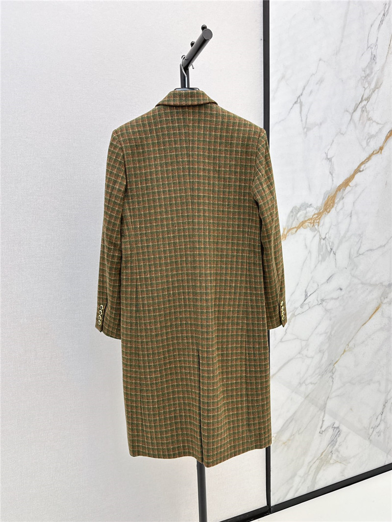 Sa1nt Lau*nt checked double-breasted wool-blend coat