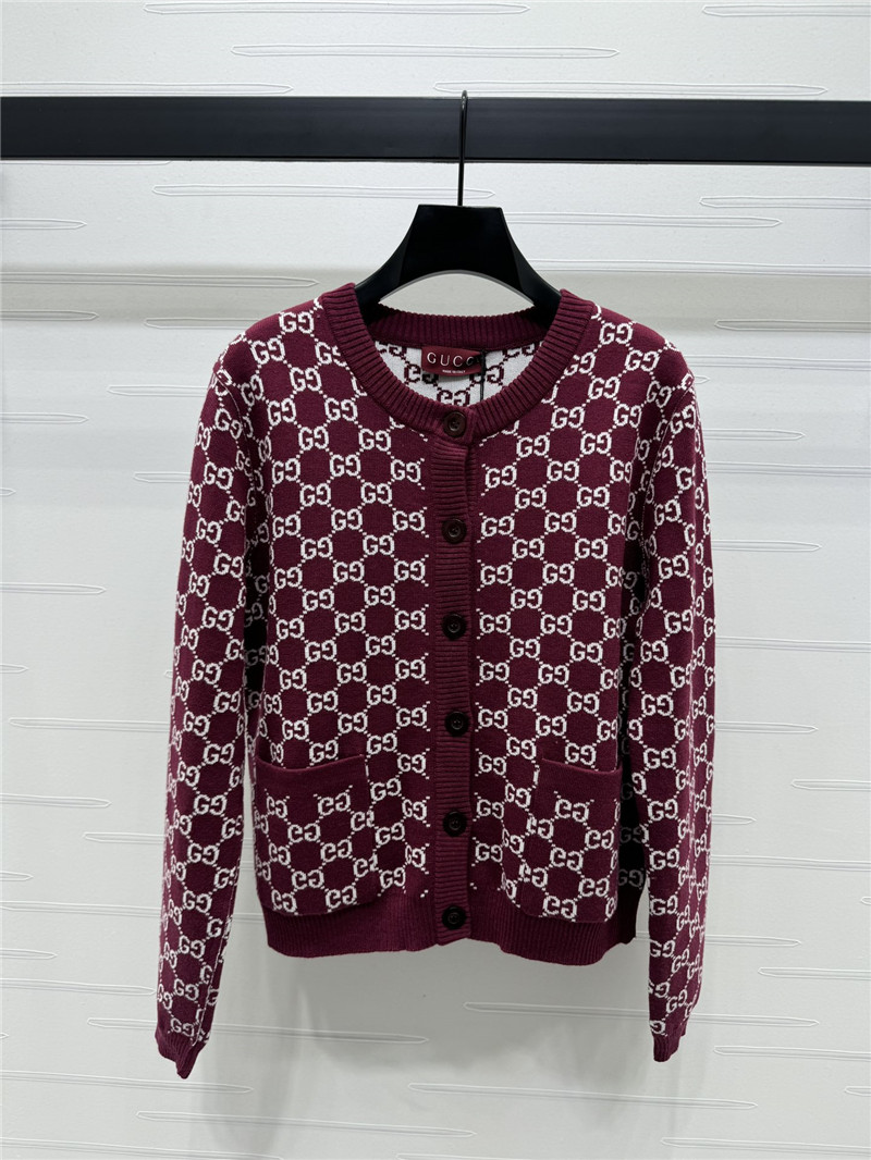 Gvc*1 reversible gg wool cardigan bordeaux
