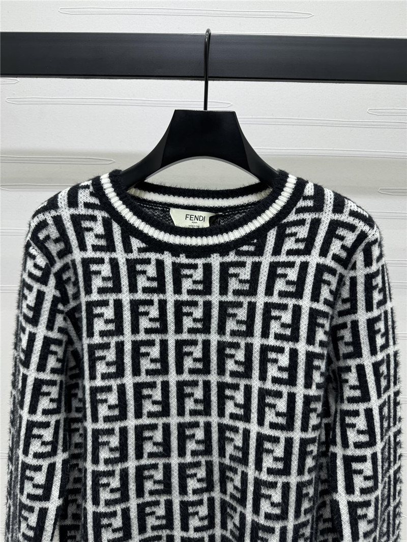 F**di ff motif knit sweater black/white