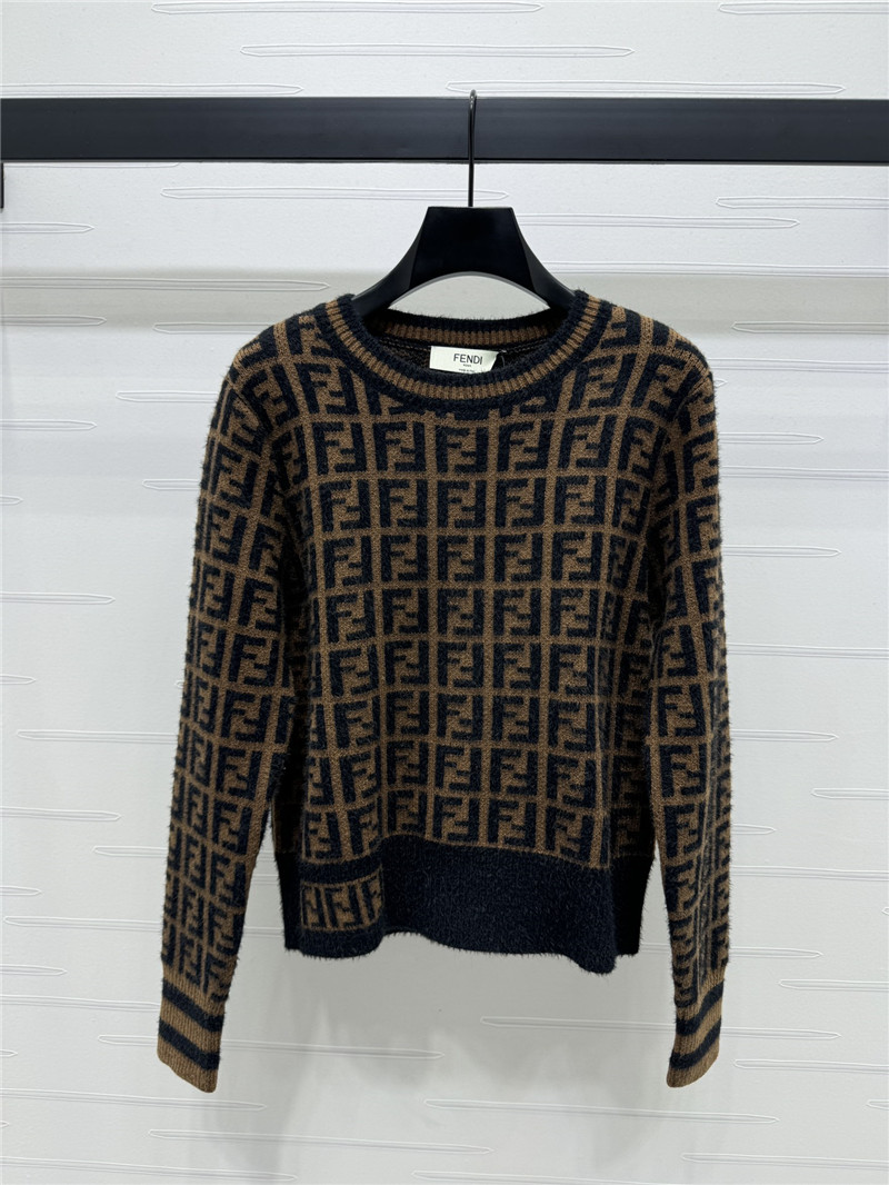 F**di ff motif knit sweater brown
