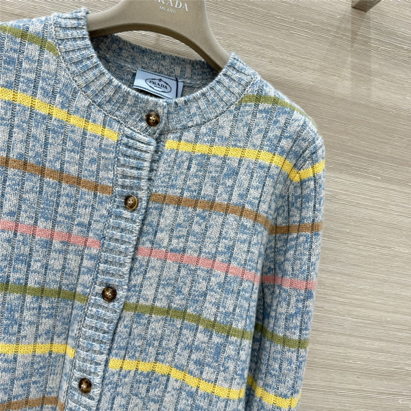 Pra*a stripe rib wool cardigan grey