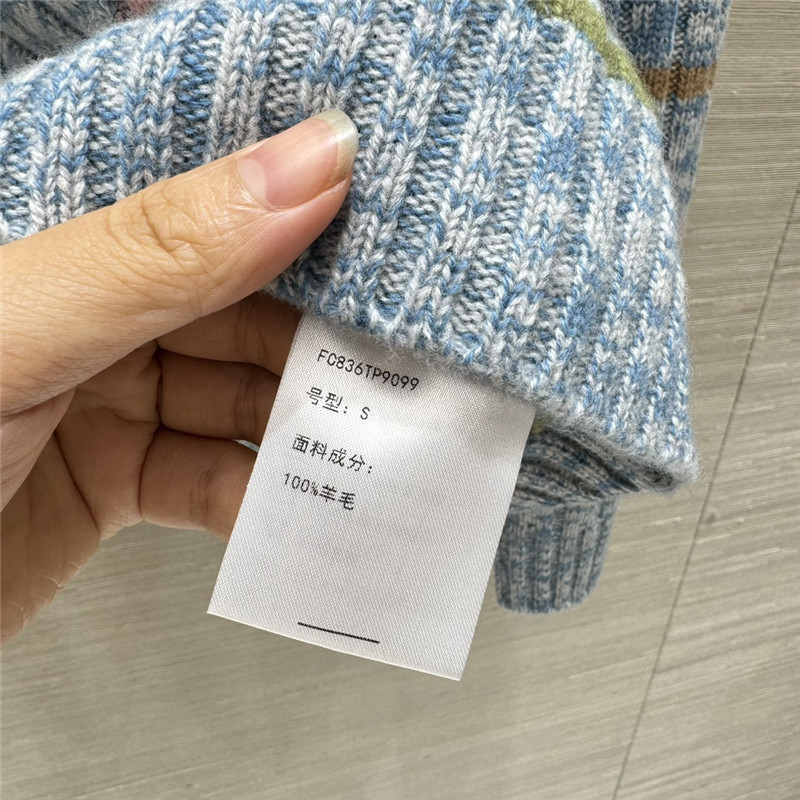 Pra*a stripe rib wool cardigan grey