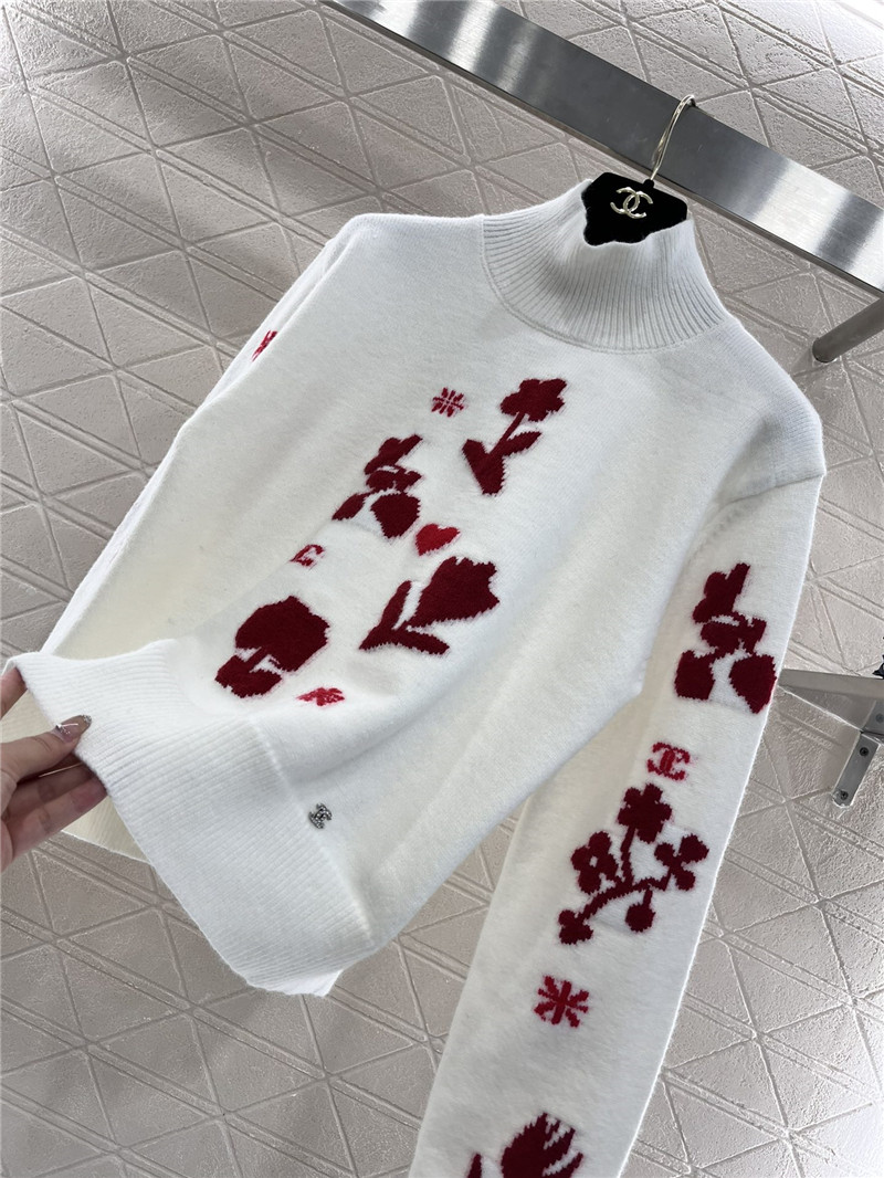 Ch**el floral turtleneck sweater white