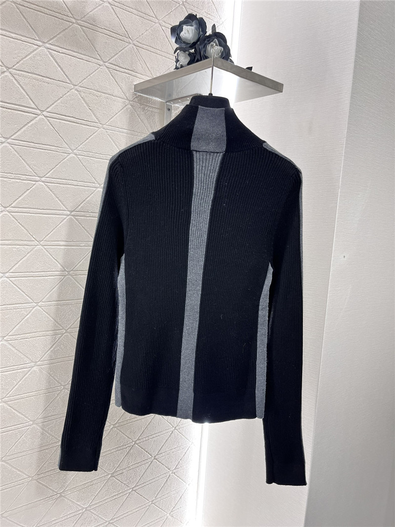 Ch**el logo ribbed-knit turtleneck top black