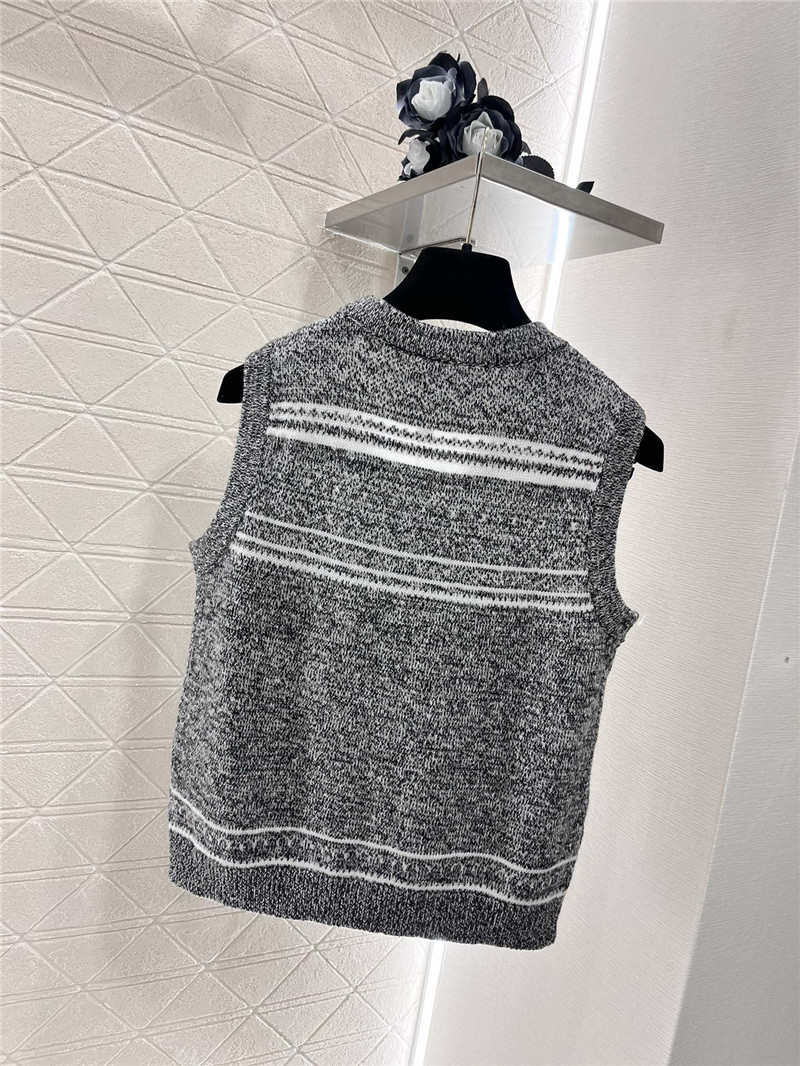 Ch**el striped wool blend vest grey
