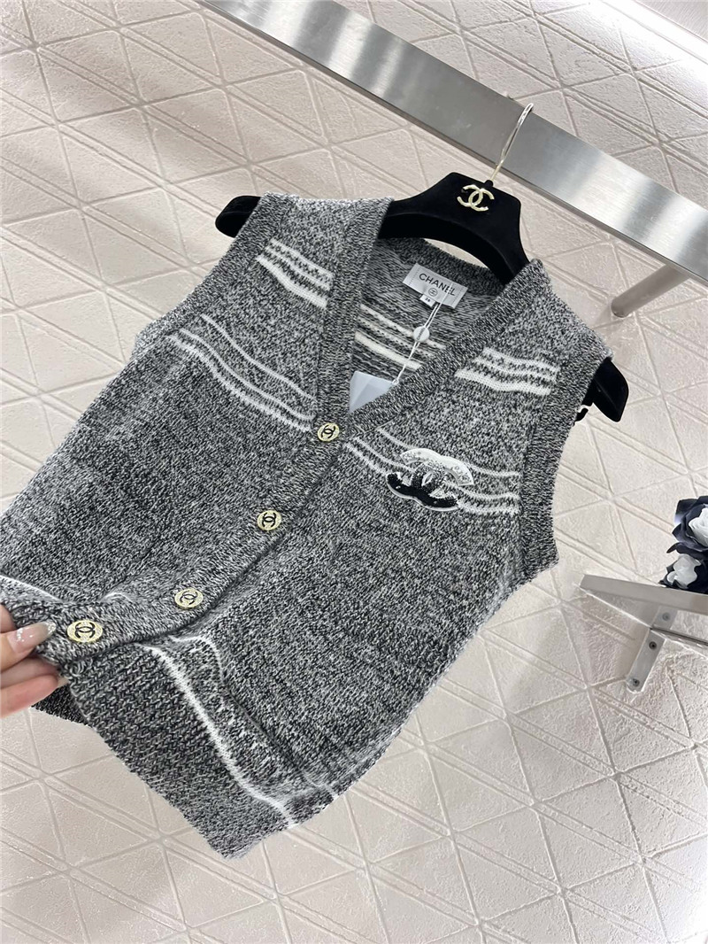 Ch**el striped wool blend vest grey