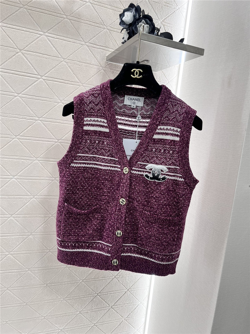 Ch**el striped wool blend vest purple