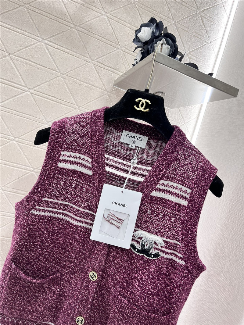 Ch**el striped wool blend vest purple