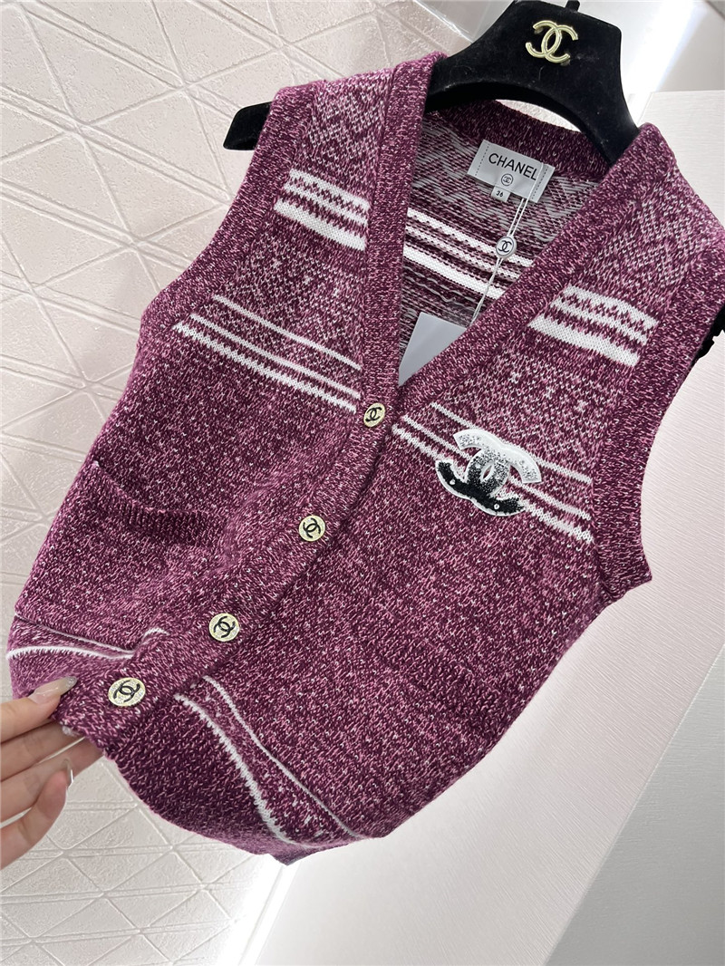 Ch**el striped wool blend vest purple
