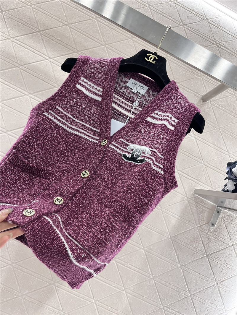 Ch**el striped wool blend vest purple