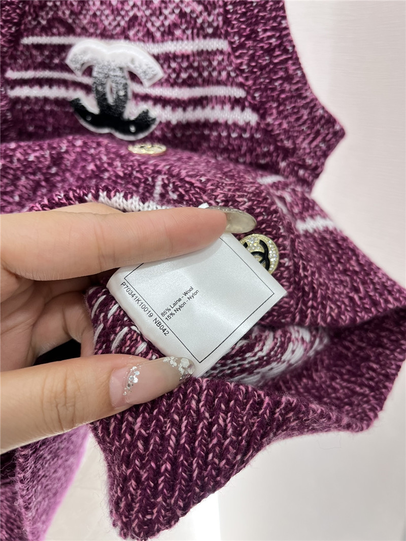 Ch**el striped wool blend vest purple