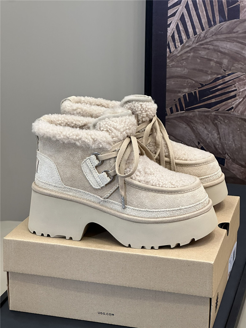 UGG Beige Heights Shearling Lace-up Boots