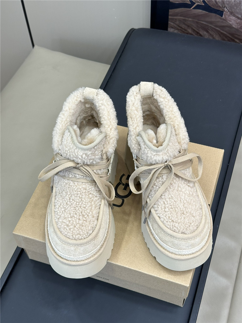 UGG Beige Heights Shearling Lace-up Boots