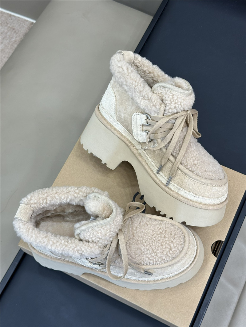 UGG Beige Heights Shearling Lace-up Boots