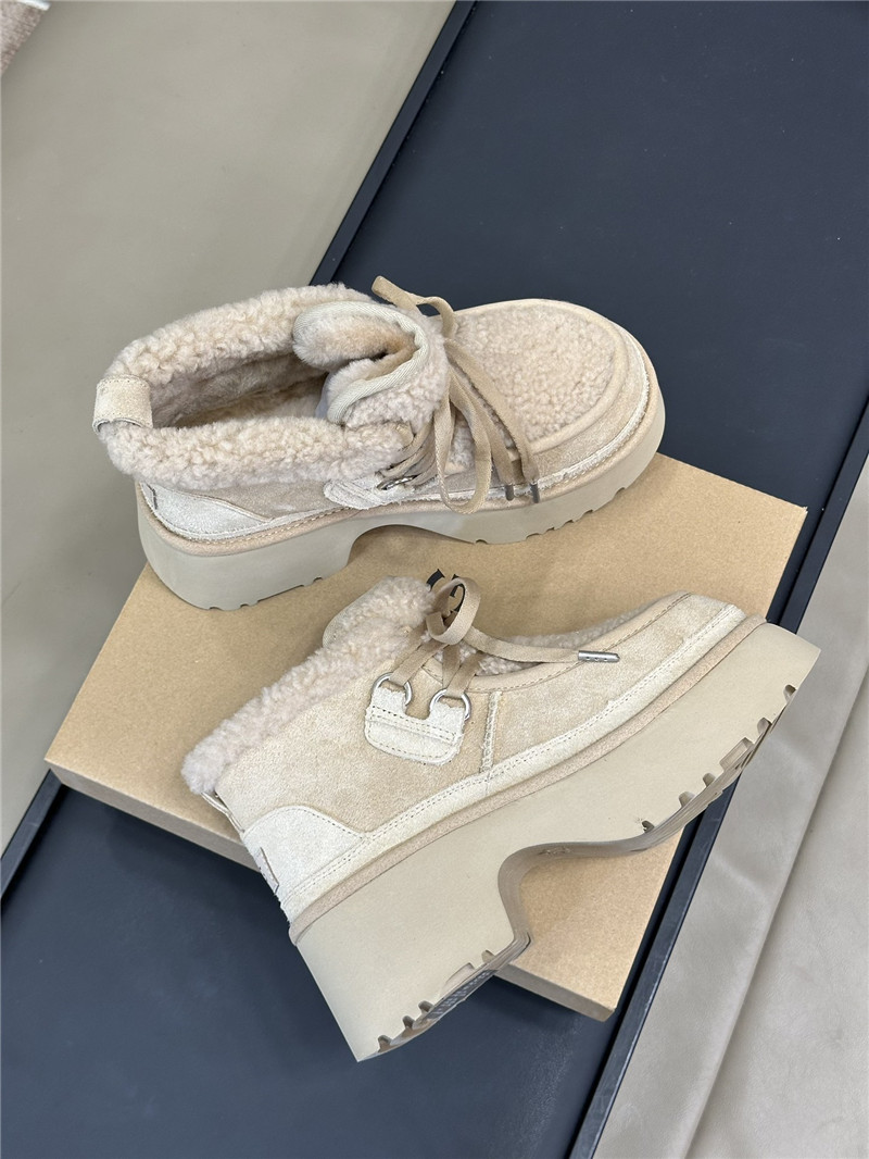 UGG Beige Heights Shearling Lace-up Boots