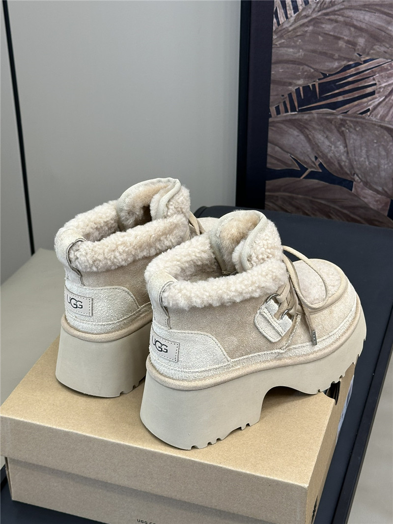 UGG Beige Heights Shearling Lace-up Boots