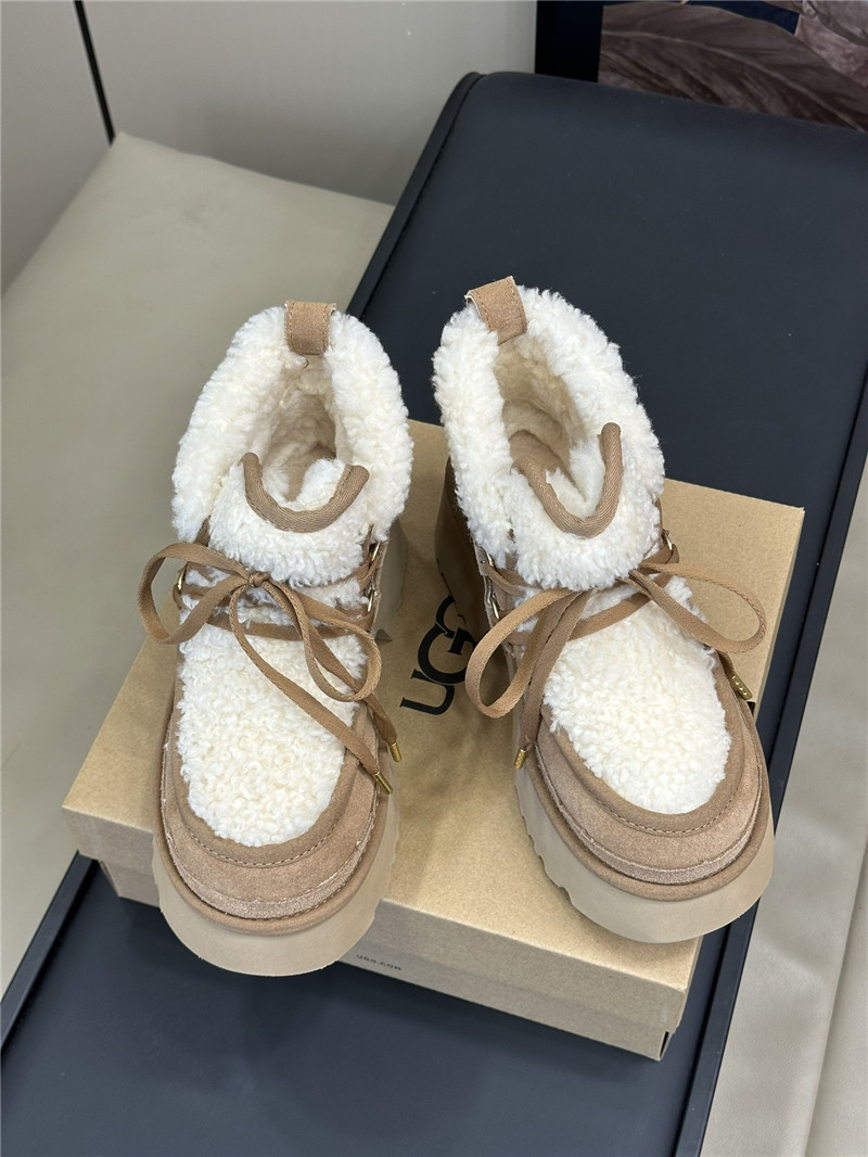 UGG Brown Heights Shearling Lace-up Boots