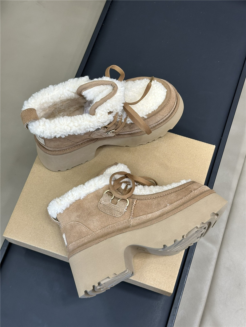 UGG Brown Heights Shearling Lace-up Boots