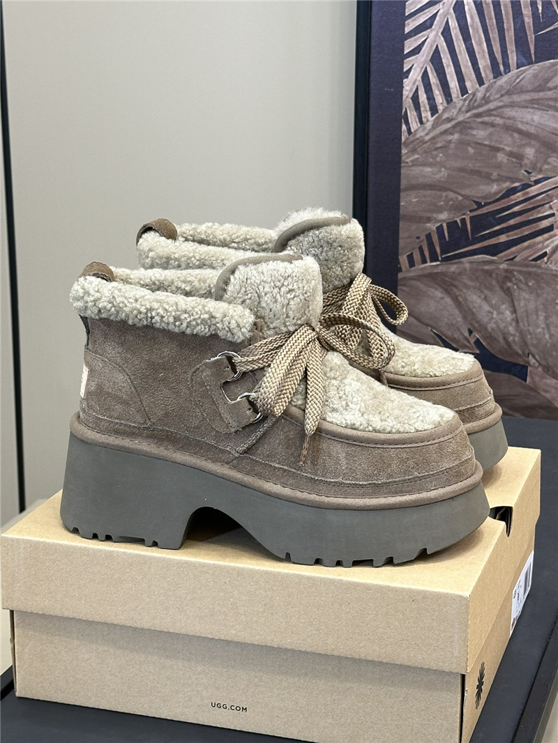 UGG Gray Heights Shearling Lace-up Boots