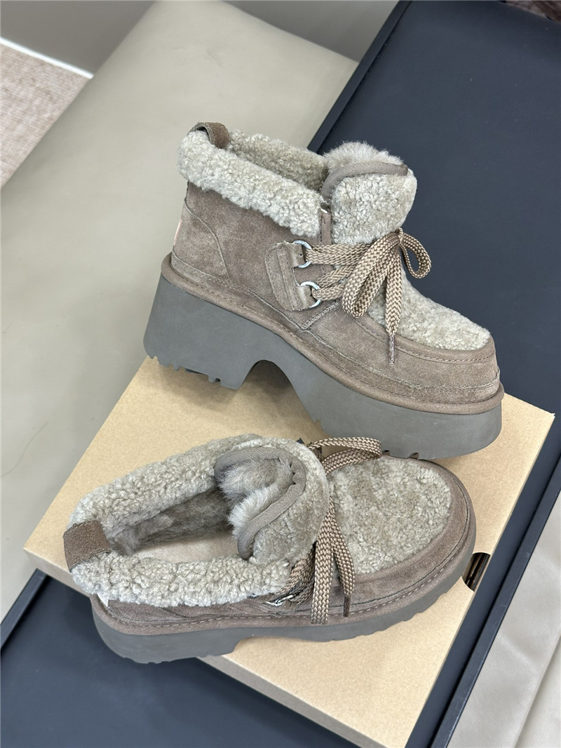 UGG Gray Heights Shearling Lace-up Boots