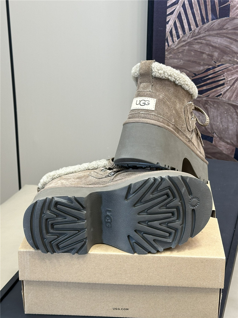 UGG Gray Heights Shearling Lace-up Boots