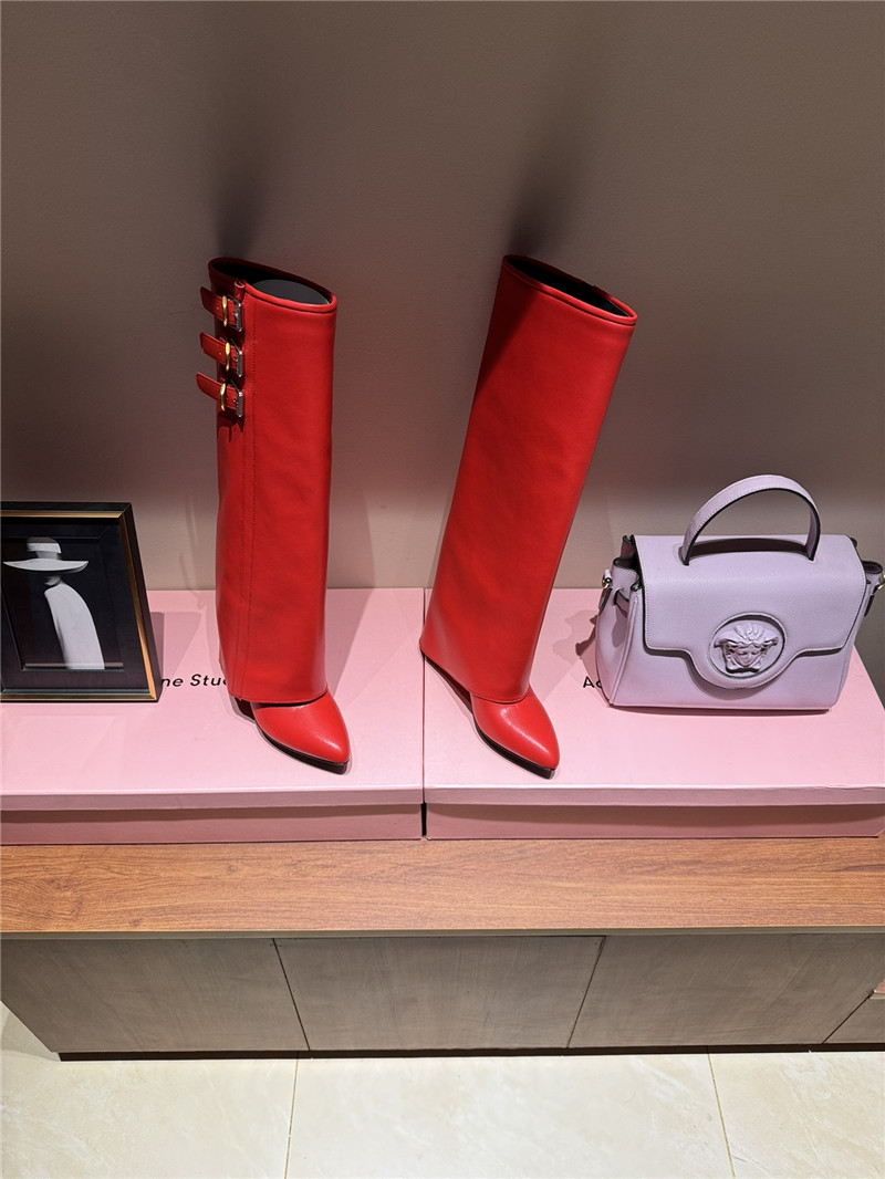 Givenchy Red Shark Lock Knee-High Boots