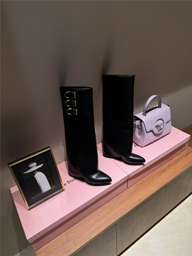 Givenchy Shark Lock Leather Knee-High Boots