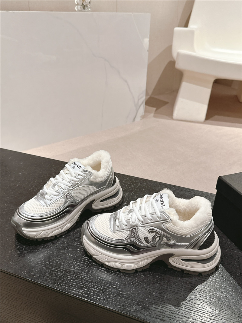 Ch**el silver logo winter platform sneakers