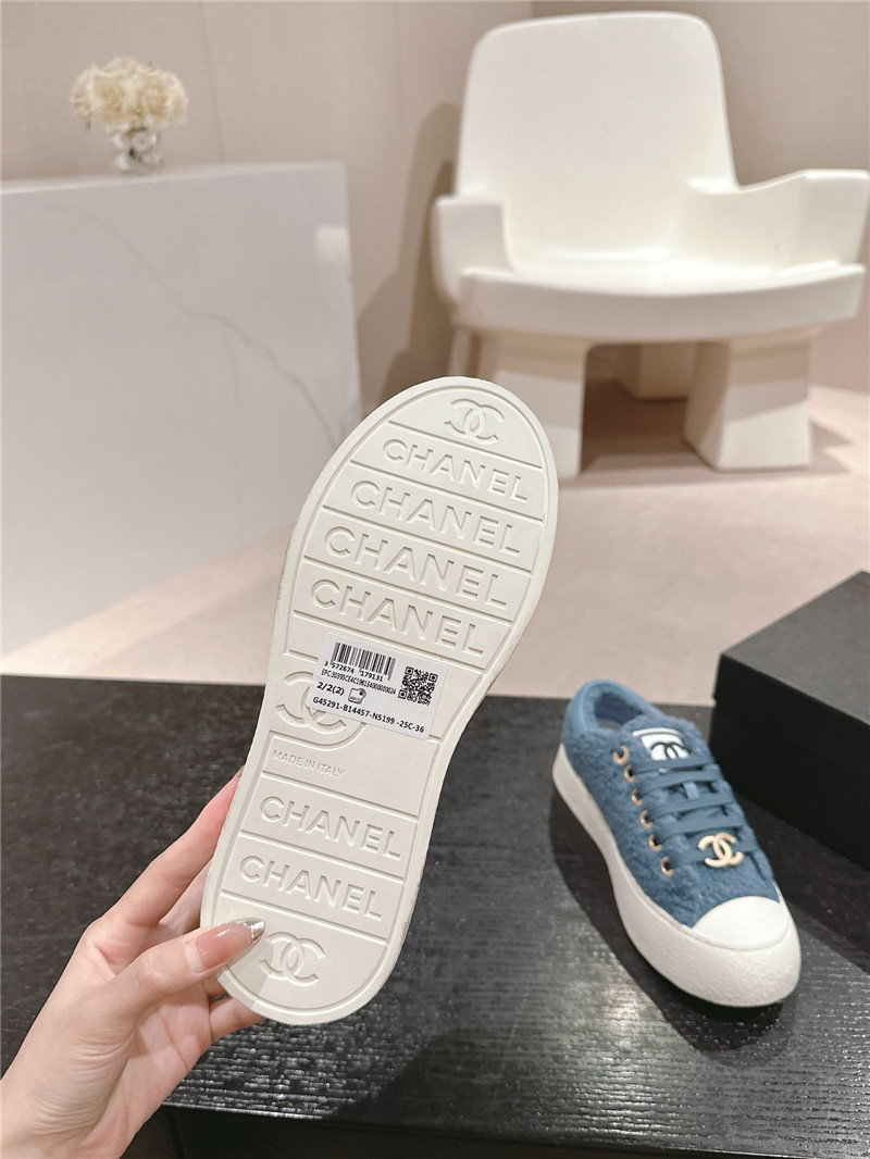 Ch**el wool low top sneakers blue