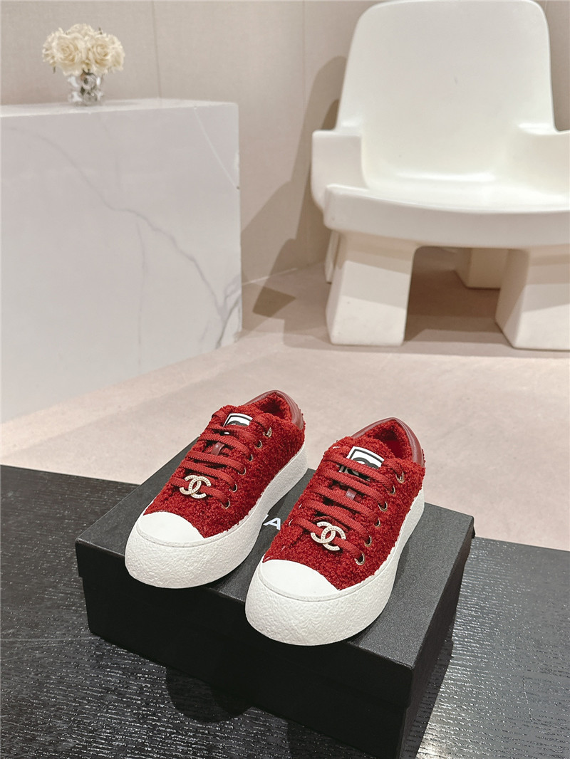 Ch**el wool low top sneakers red