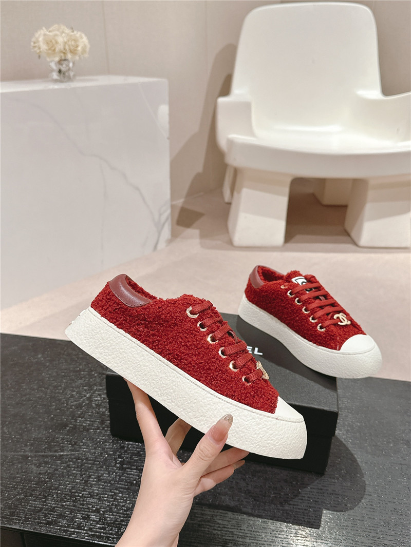 Ch**el wool low top sneakers red