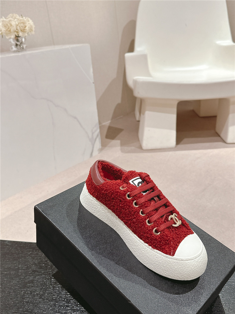 Ch**el wool low top sneakers red
