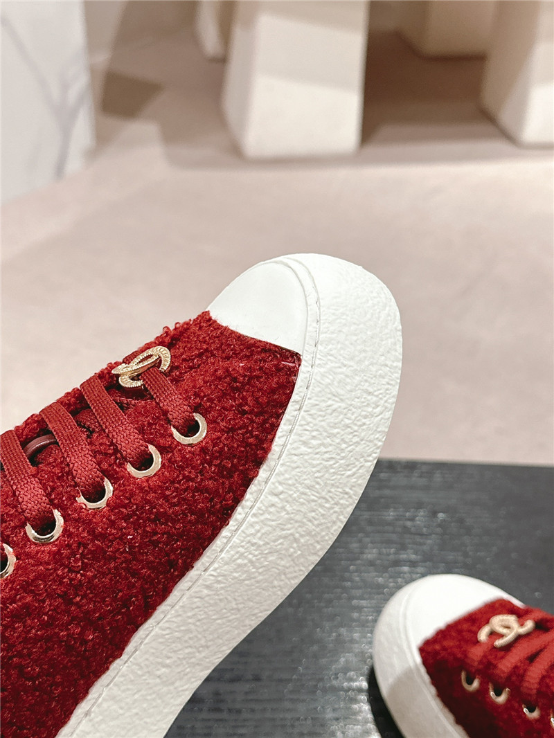 Ch**el wool low top sneakers red