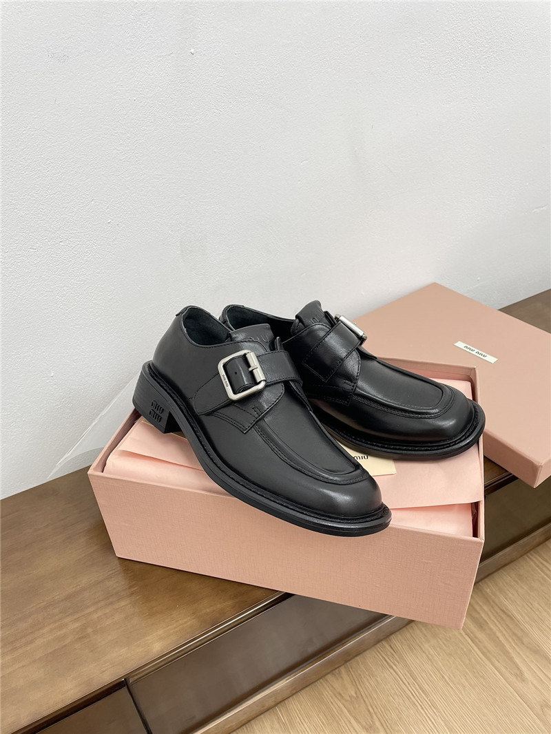 Miu Miu Black Leather Shoes with Buckle