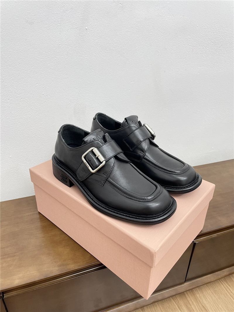 Miu Miu Black Leather Shoes with Buckle
