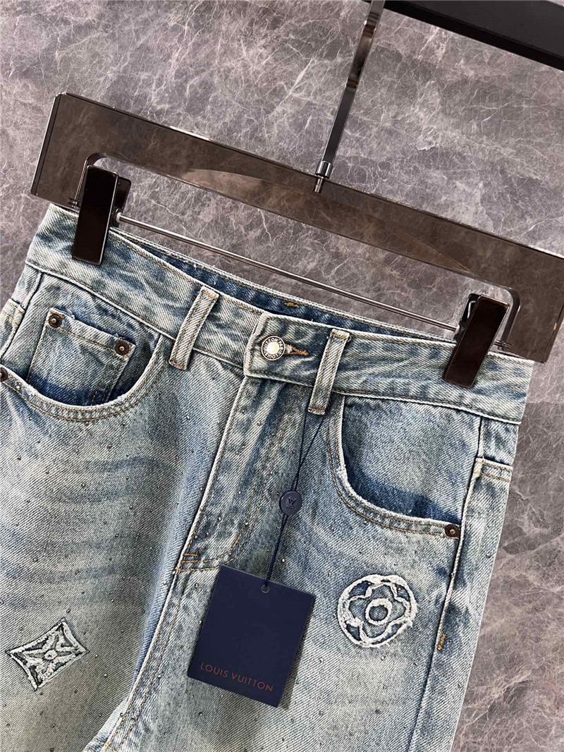 l0vis Vvtt0n lv rhinestone denim trousers