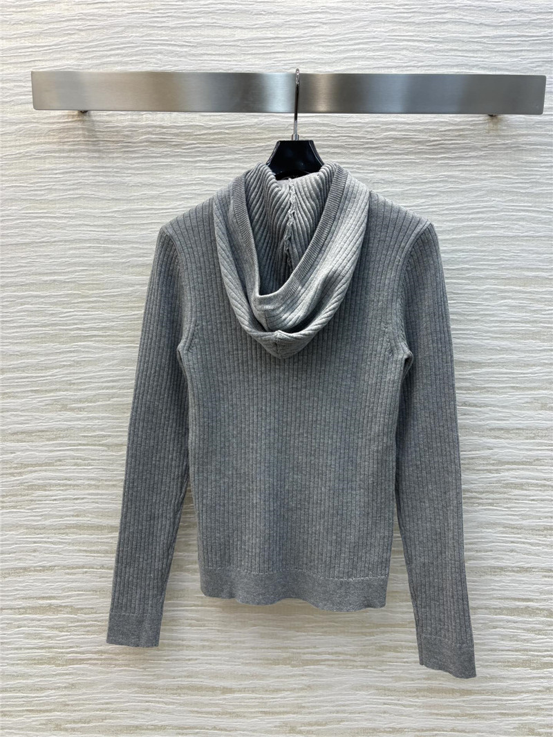 Miu Miu Ribbed-Knit Wool Sweater Grey