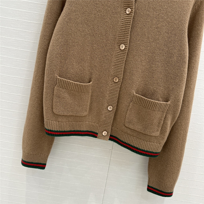 Gvc*1 brown cardigan with web finishes
