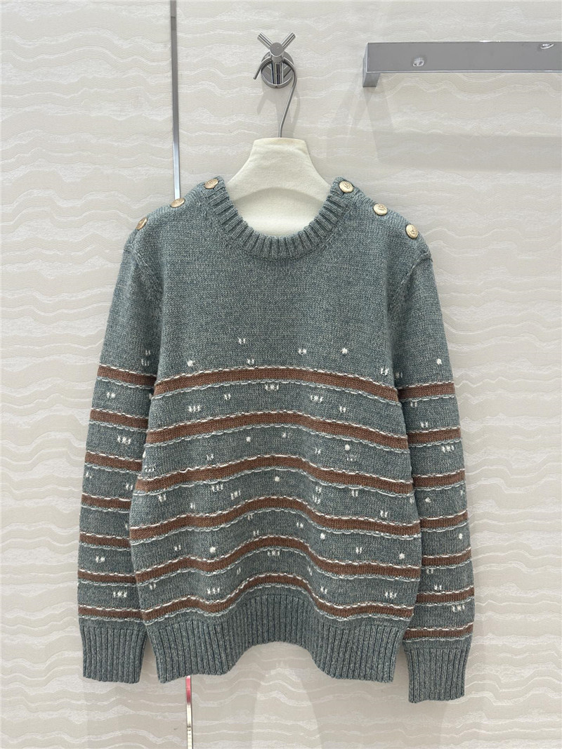 Ch**el stripe blend cashmere sweater grey