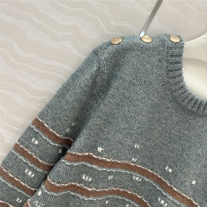 Ch**el stripe blend cashmere sweater grey