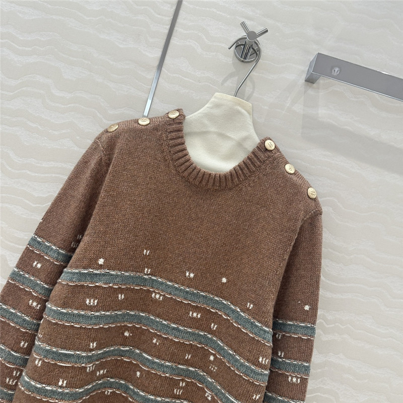 Ch**el stripe blend cashmere sweater brown