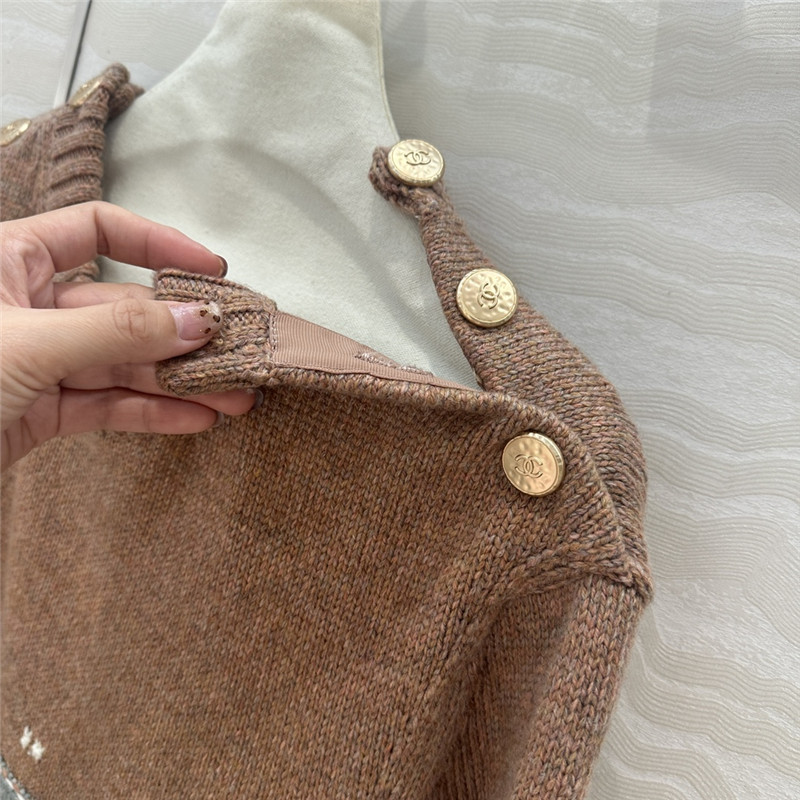 Ch**el stripe blend cashmere sweater brown