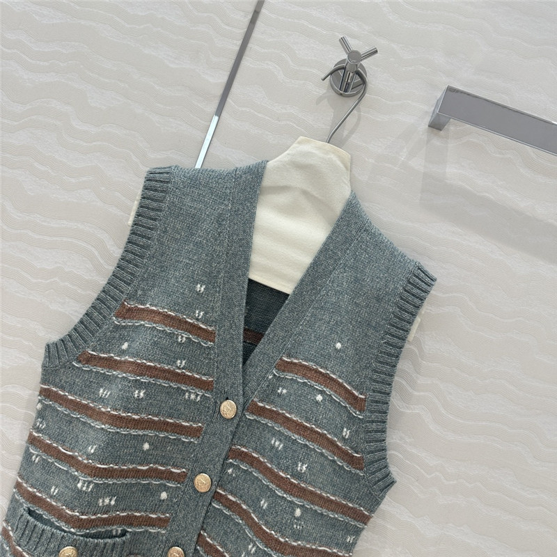 Ch**el striped cashmere vest coat