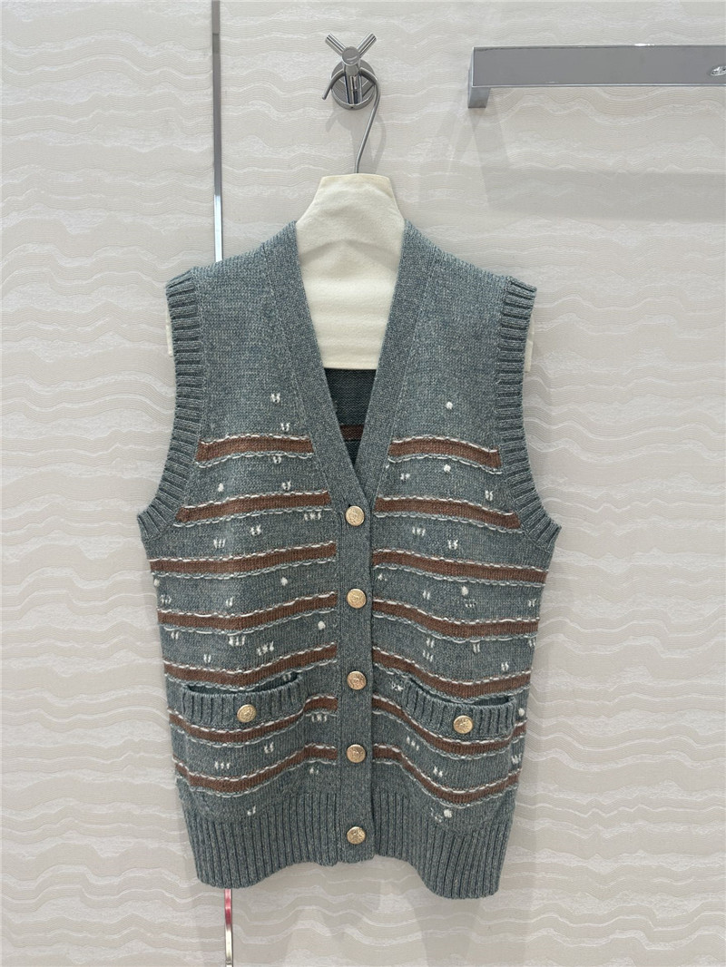 Ch**el striped cashmere vest coat
