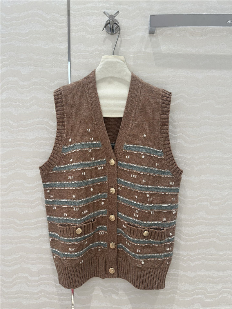 Ch**el striped cashmere knitted vest