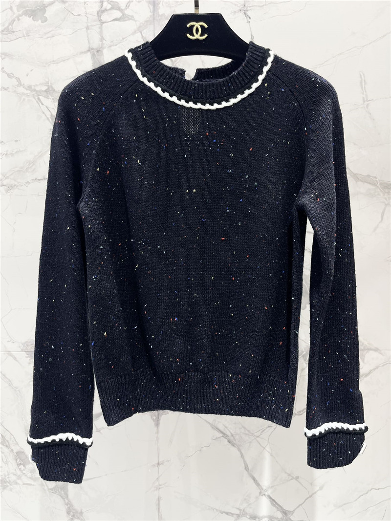 Ch**el white trim wool sweater black