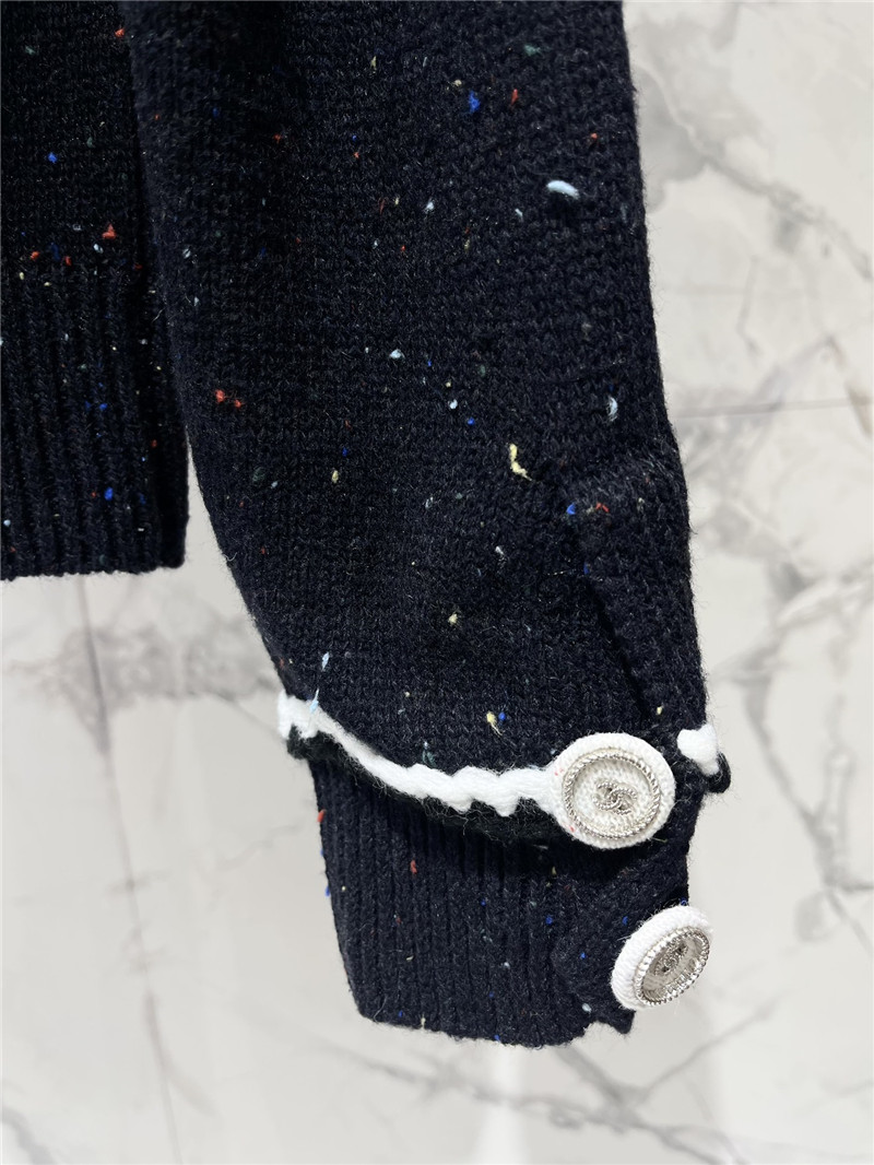 Ch**el white trim wool sweater black