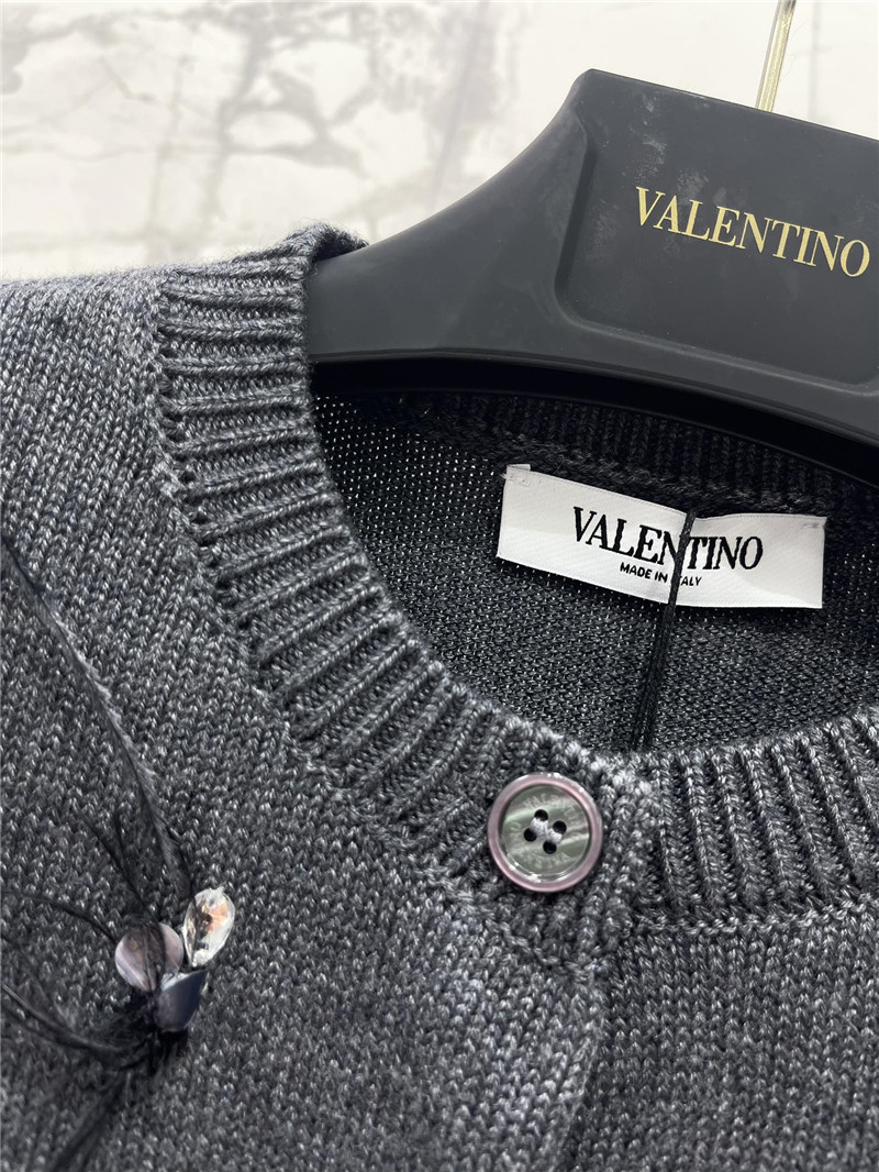 Va1e*ntin0 wool feather trim cardigan grey