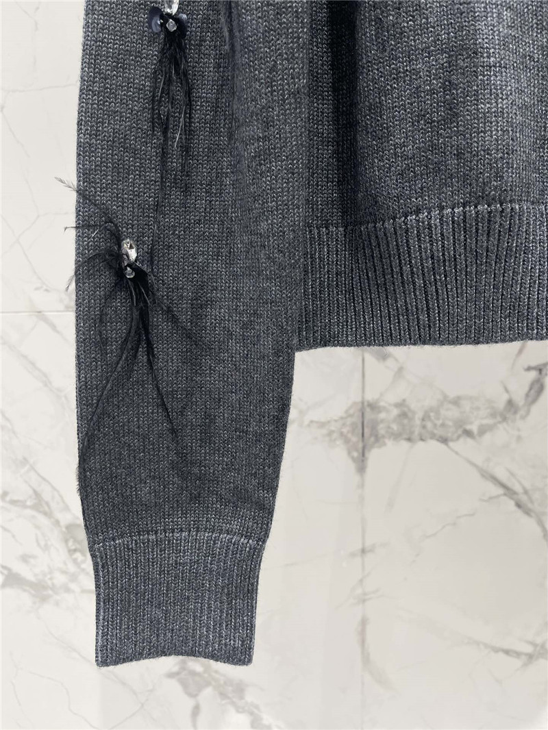 Va1e*ntin0 wool feather trim cardigan grey