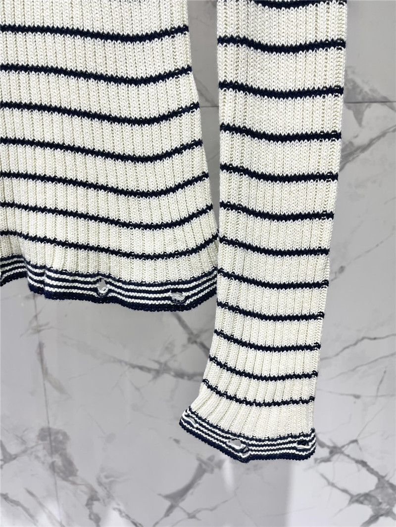 D10r marinière ribbed cotton knit sweater white